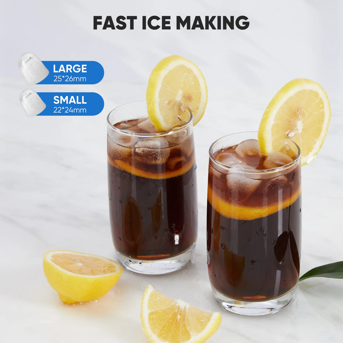 ZUNMOS Countertop Ice Maker,9 Cubes in 6 Minutes, Self-Cleaning, with Ice Basket & Scoop, Black