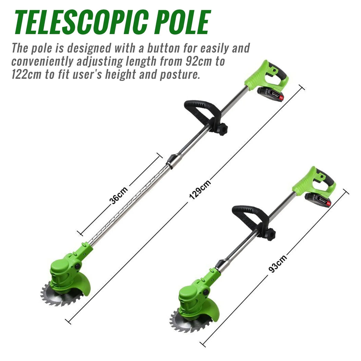 Electric 650W Weed Lawn Edger, Battery Weed Eater, Weed Wacker Electric, Cordless Grass Trimmer Cutting Tool & 2 Battery, Weed Trimmer for Yards Garden, Green