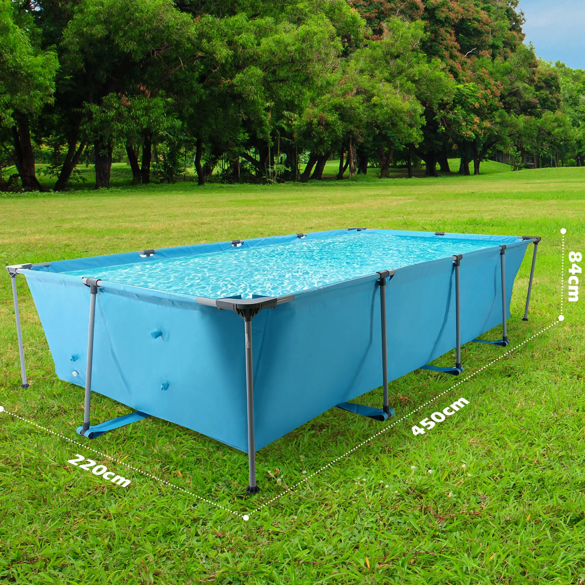 GASKY 15FT Swimming Pools 177.17X86.61X33.07in Above Ground Swimming Pools PVC Material for Pets Family Teenagers Garden Backyard Villa
