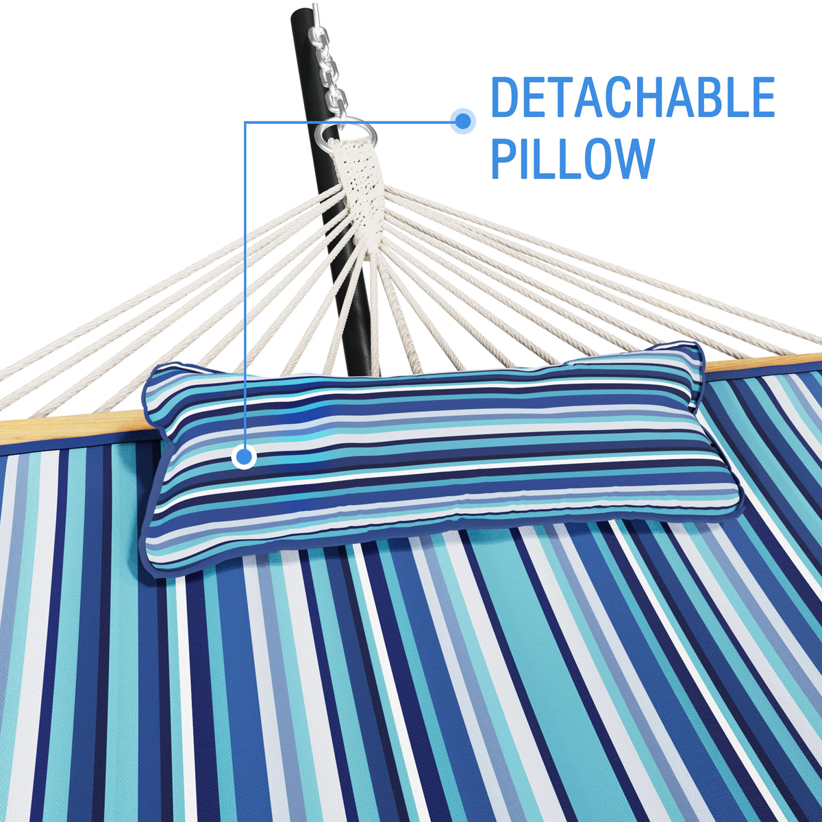VEIKOUS 2-Person Hammock w/Metal Stand, Detachable Pad & Pillow 450lbs Weight Capacity, White
