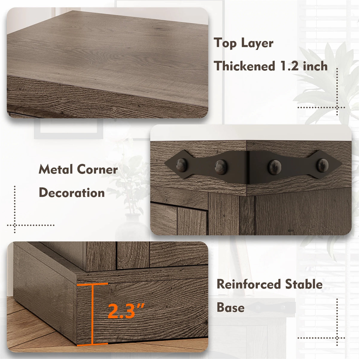 Planntonneo Mid-Century Modern Fluted TV Stand Wooden Media Console Entertainment Center for Living Room, Walnut Color