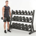 350 lbs Hex Dumbbell Set with Rack, 5-50 lbs Pairs - Rubber Coated Iron Weights for Home Gym, Strength Training & Muscle Building