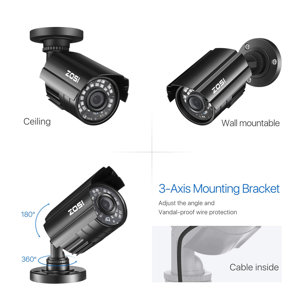 ZOSI 1080P Security Camera System H.265+ 8CH Full 1080P HD Video DVR Recorder with 4X HD 1920TVL 1080P Indoor Outdoor Weatherproof CCTV Cameras ,Motion Alert,Remote Access(No HDD)