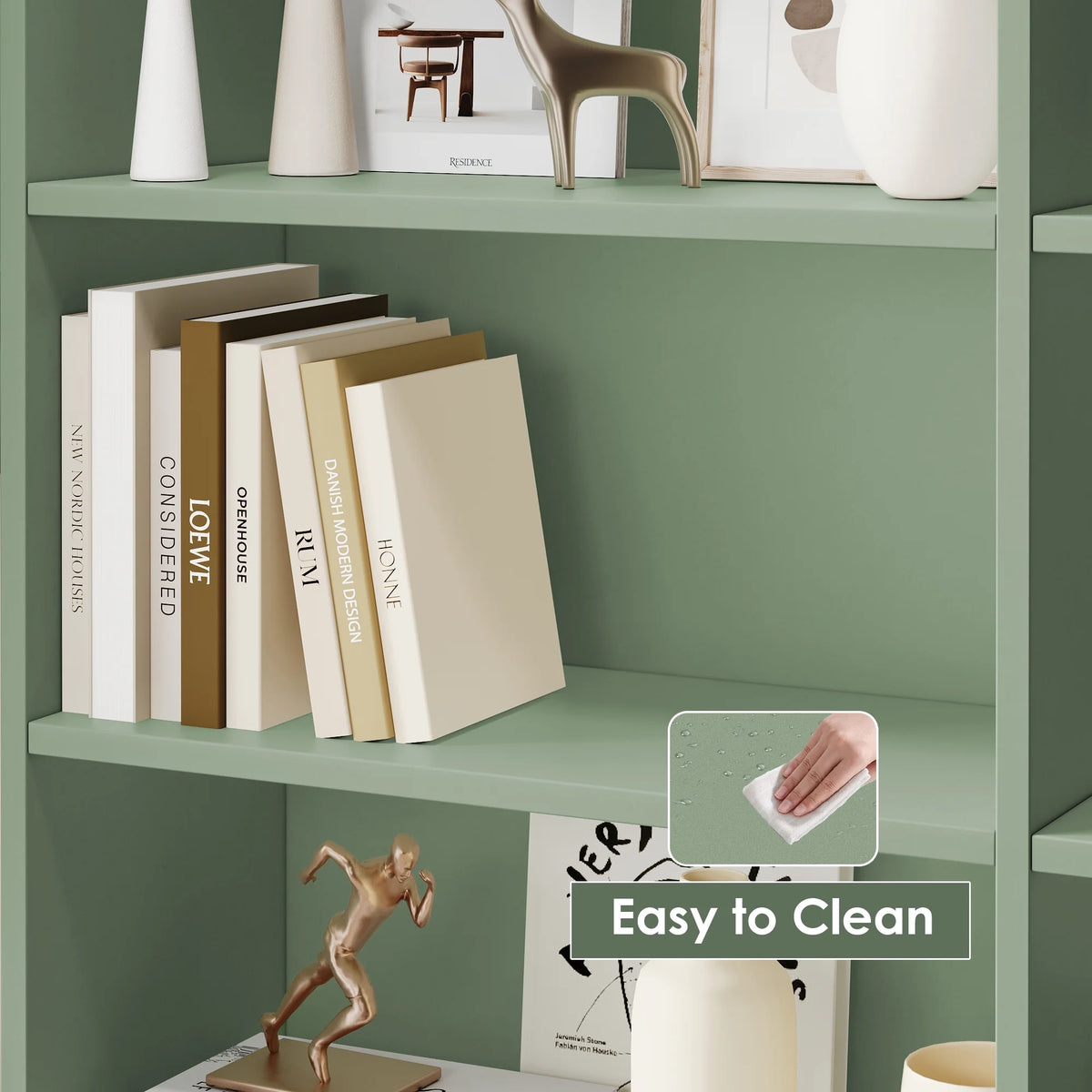 Homfa 73 Tall Bookcases with Doors, 8 Cubes 6-Tier Double Row Bookshelf, White Bookcase for Living Room Home Office