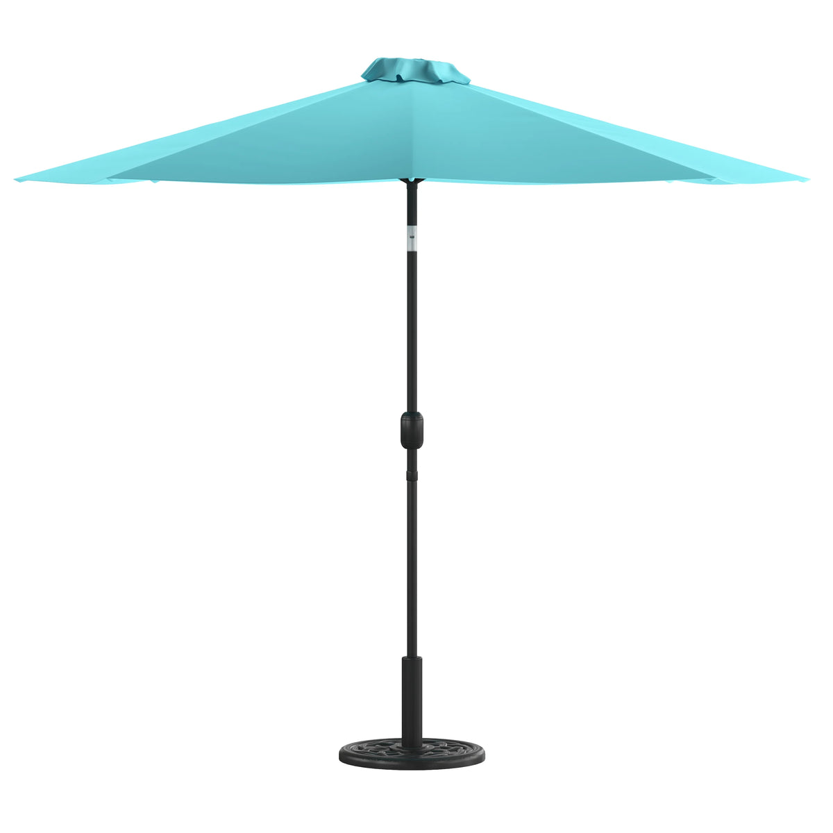 Merrick Lane Patio Umbrella with Base - 9' Tan Polyester Patio Umbrella - 30+ UV Protection - Waterproof Black Cement Base with 1.5" Diameter Aluminum Pole