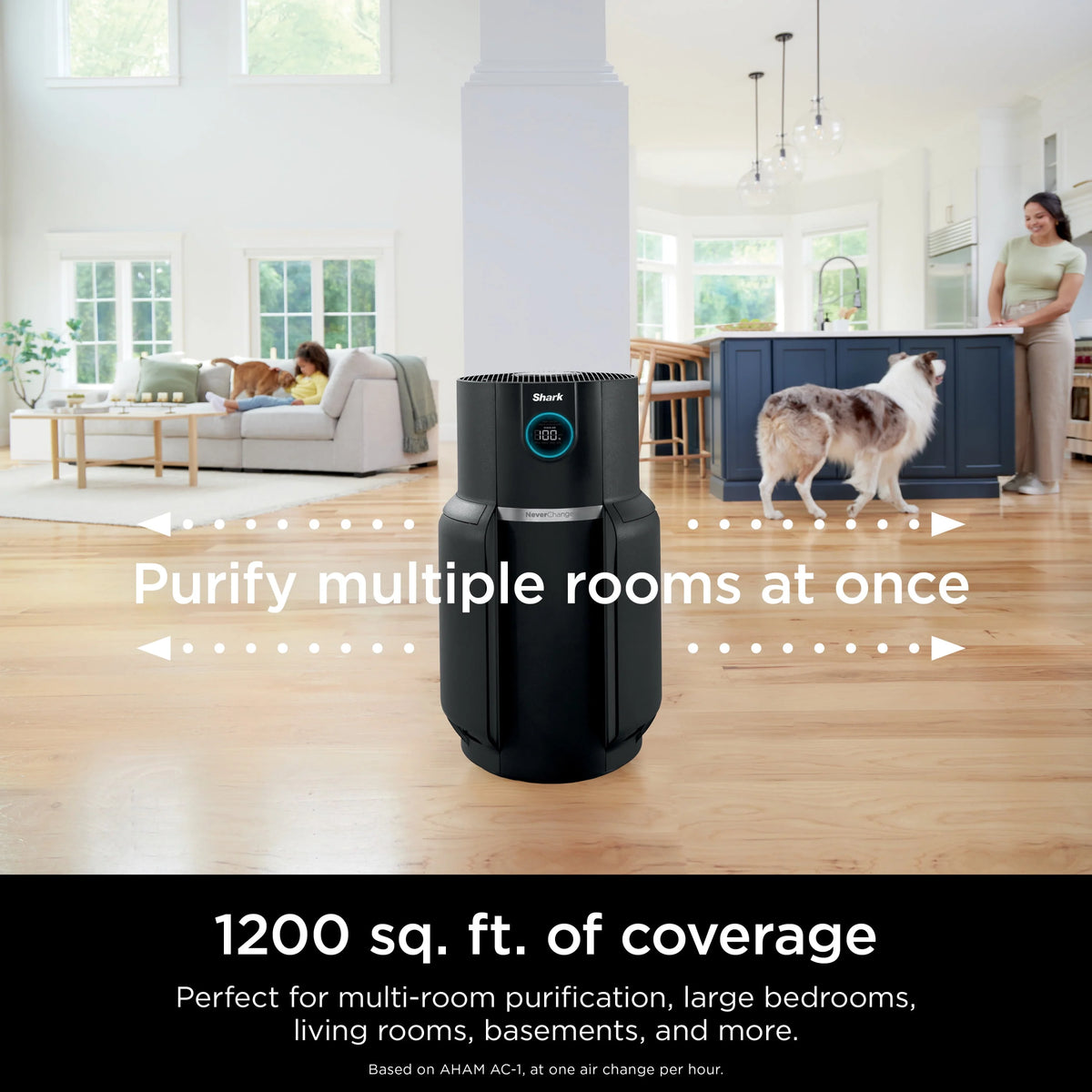 Shark NeverChange Air Purifier MAX, 5-Year HEPA Filter, Saves up to 300 Dollars in Filter Replacements, 1200 sq. ft., Captures 99.98% of Particles, Dust, Dander, Pet Hair, Smoke, Charcoal, HP300