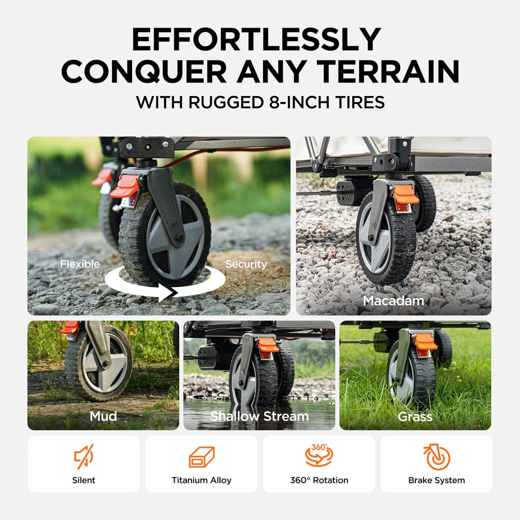 Litheli Electric Utility Wagon, Electric Drive, 200L, 8 Inch All Terrain Wheel, Foldable Wagon, With 4.0 Ah Battery, For Camping/Gardening/Shopping