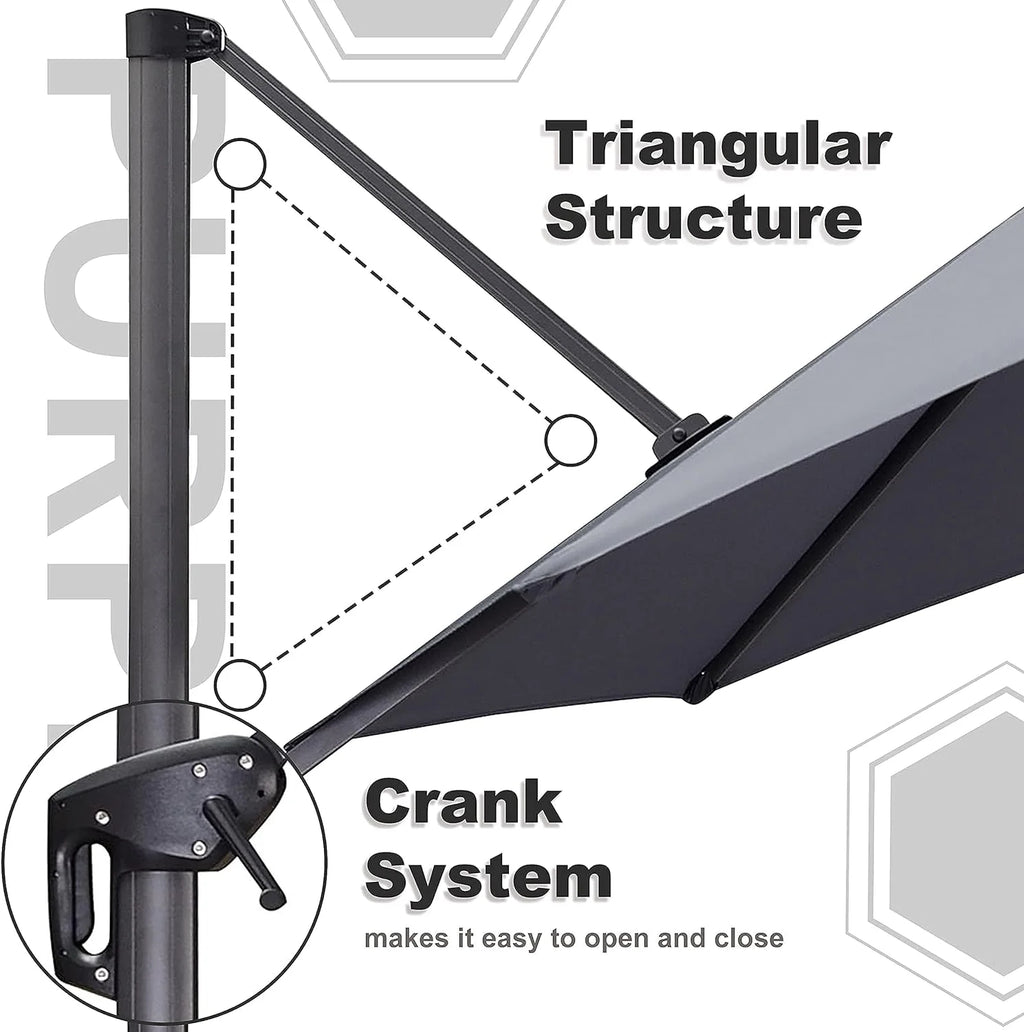 PURPLE LEAF 8x8 Ft Cantilever Umbrella Square Outdoor Patio Umbrella Large Offset Hanging Umbrella Aluminum Umbrella with 360°Rotation Adjustable Garden Pool Umbrella,Beige