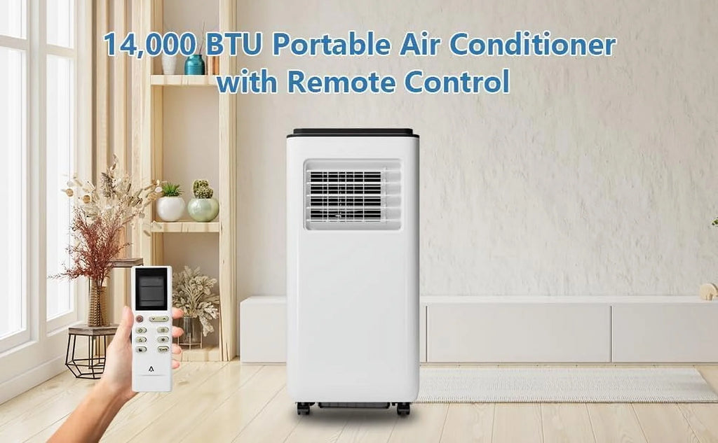 4-In-1 Portable AC with Advanced Filtration - 8000 BTU, Dehumidify, Sleep, Fan Modes, Quiet 54dB, Smart Control, Easy Mobility, Black