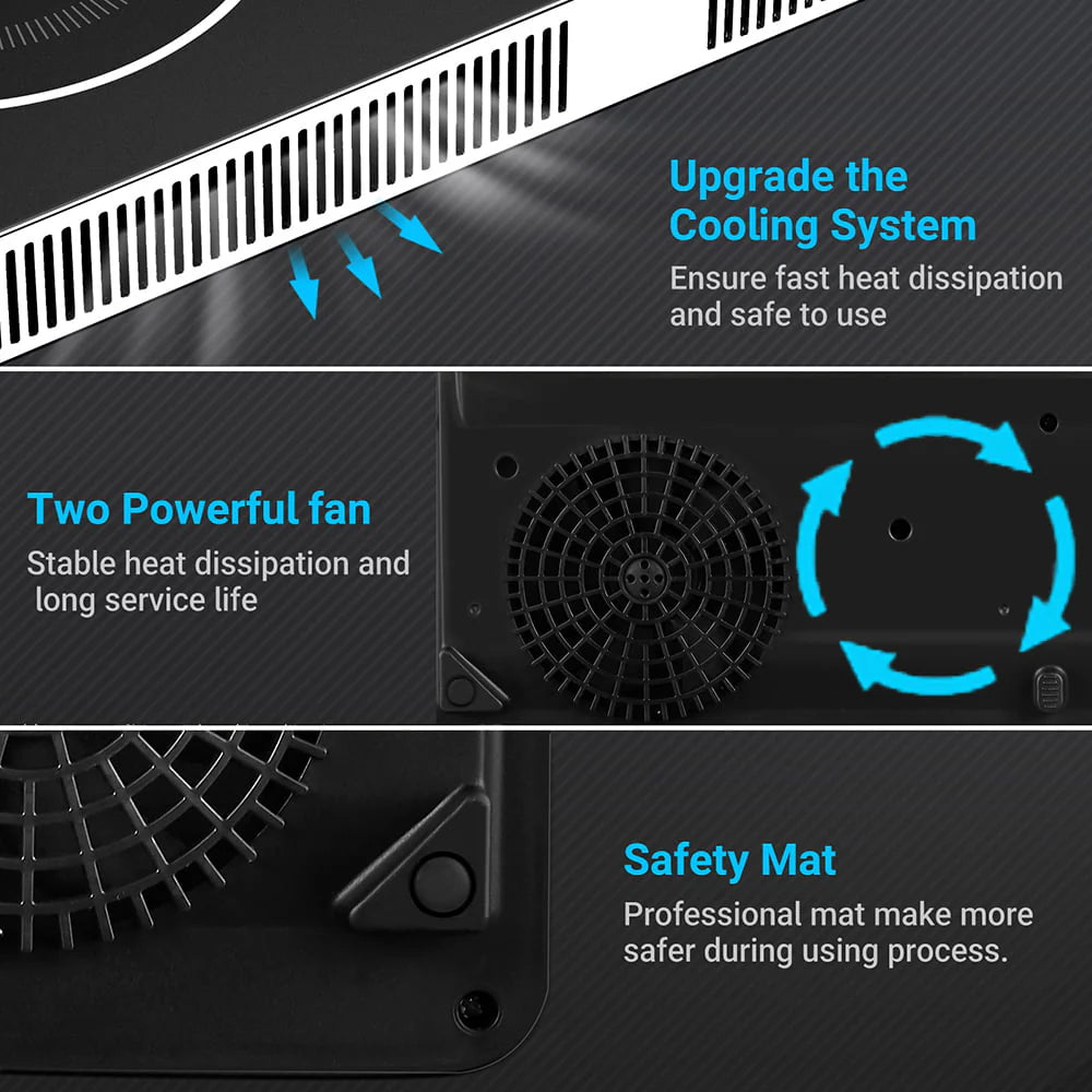 Aobosi Electric Double Induction Cooktop 1800W Portable Ultrathin with Sensor Touch, 10 Temperature 9 Power Settings 4 Hour Timer, Over-heating Protection & Child Safety Lock for Kitchen Garden Office