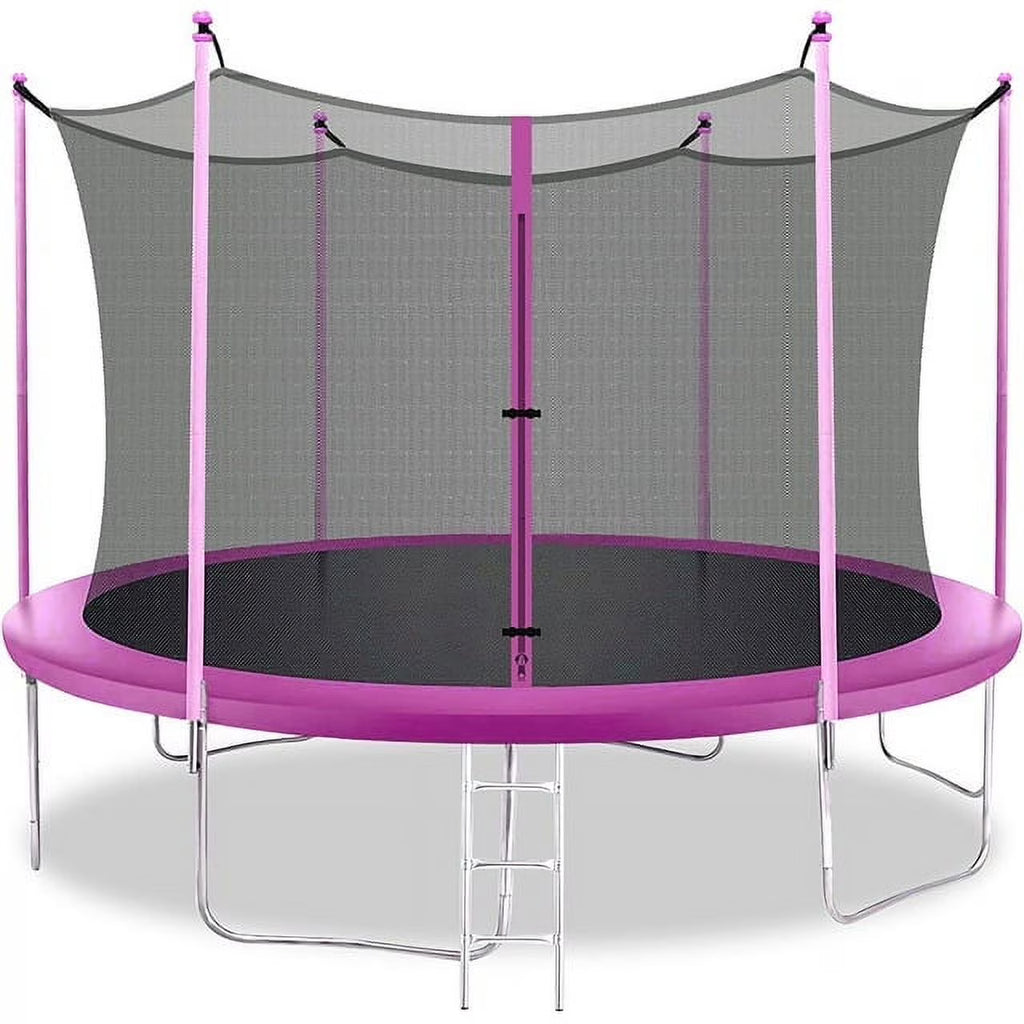 FDW 8 ft New Outdoor Round Trampoline with Safety Net and Spring Pad for Kids and Adults(Blue)