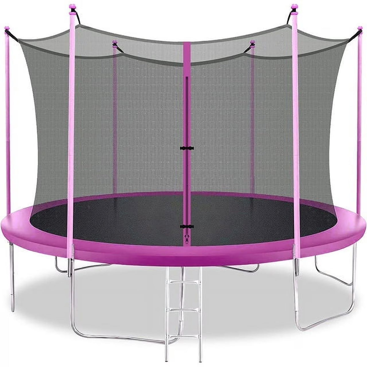 FDW 8 ft New Outdoor Round Trampoline with Safety Net and Spring Pad for Kids and Adults(Blue)