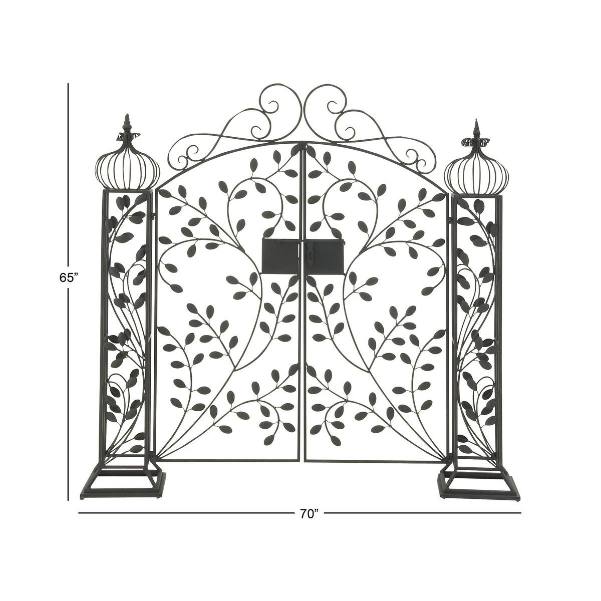 DecMode Traditional Metal Arch with Botanical Design Garden Arbors with Latch Lock Closure, 78"W x 94"H