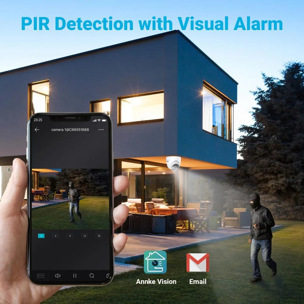 ANNKE 8CH 5MP Security Camera System 5MP Lite 5IN1 H.265+ DVR with 8pcs IP67 5MP PIR HD EXIR Dome Weatherproof Surveillance CCTV Kit Without HDD