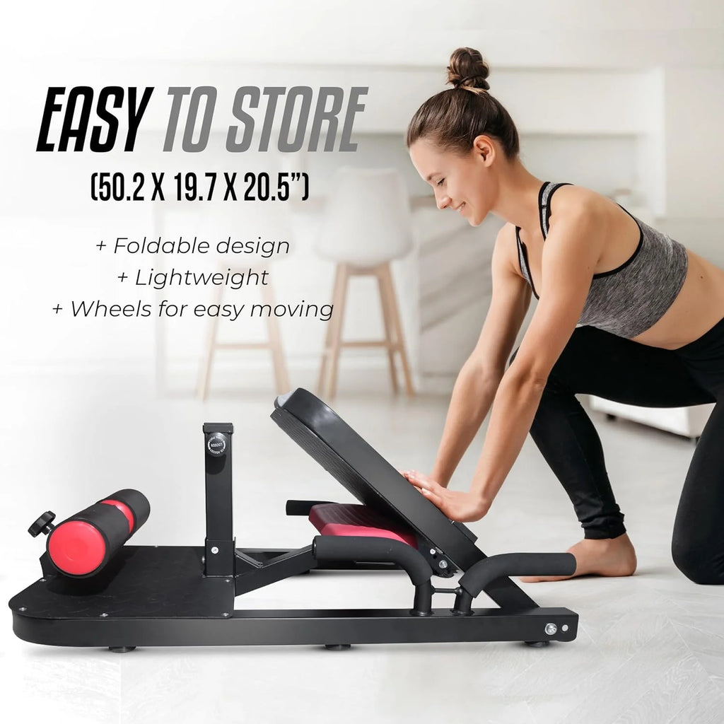 Yes4All Hip Thrust Leg Exercise Machines with Bench, Resistance Bands, Black/Red