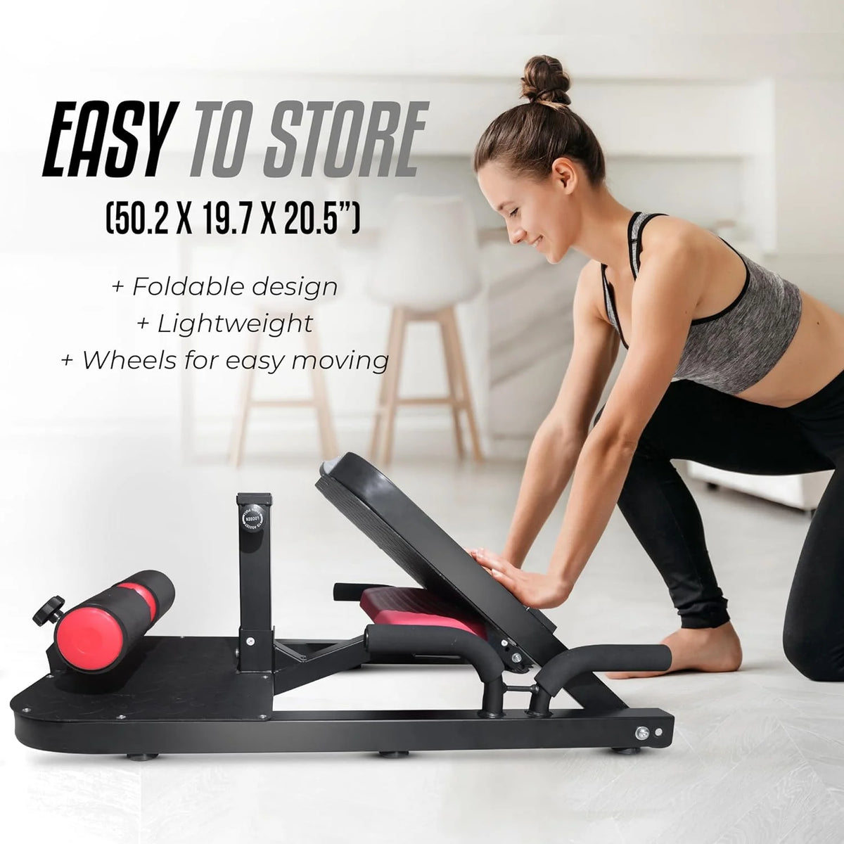 Yes4All Hip Thrust Leg Exercise Machines with Bench, Resistance Bands, Black/Red