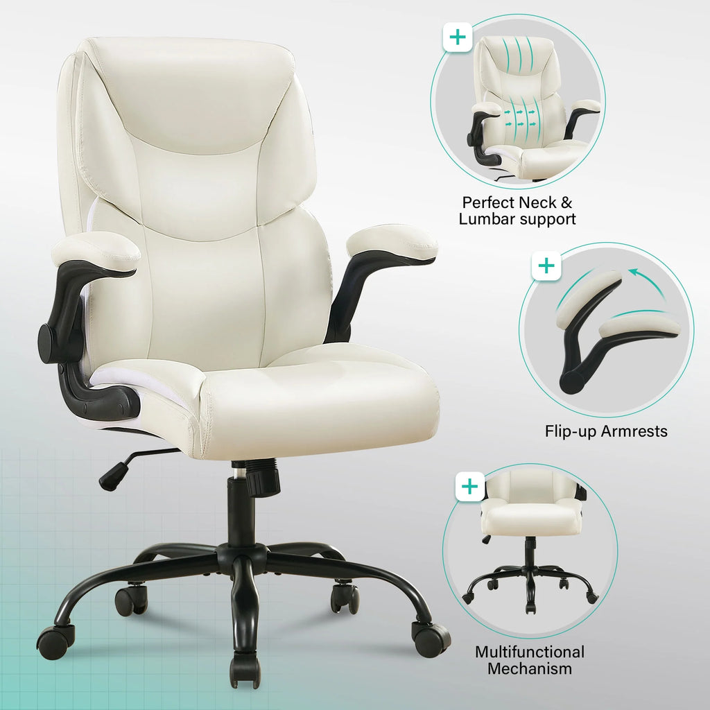 JONPONY Big and Tall Office Chair Wide Seat Ergonomic Computer Desk Chair High Back Executive Leather Chair Adjustable Task Chair Lumbar Back Support 8 Hours Heavy Duty Design,Black