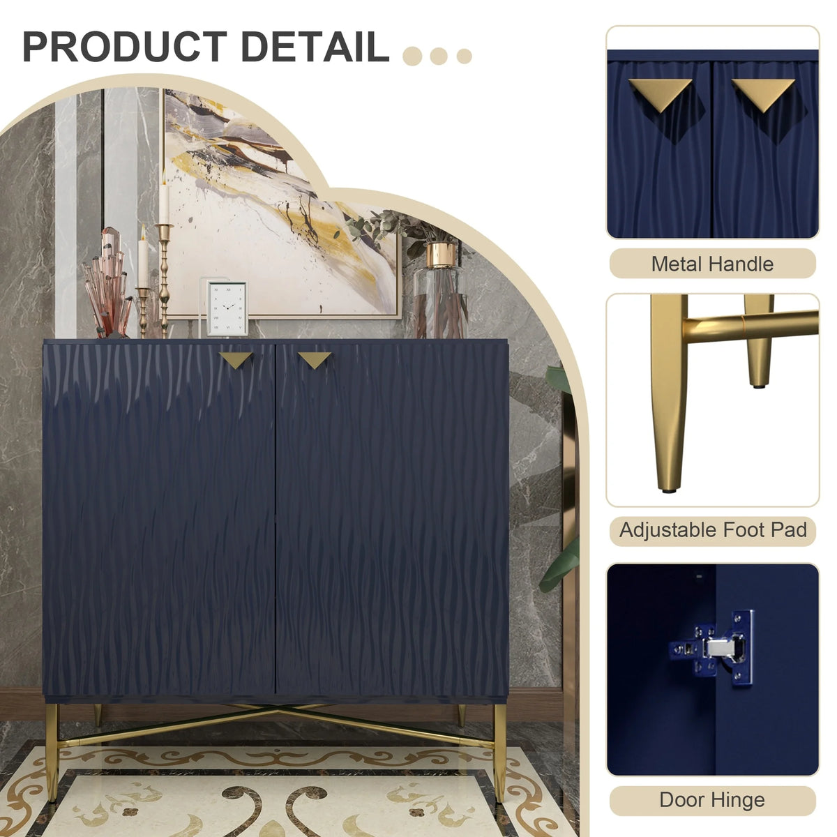 Clihome  2-Door Freestanding Locker Storage Accent Cabinet Blue
