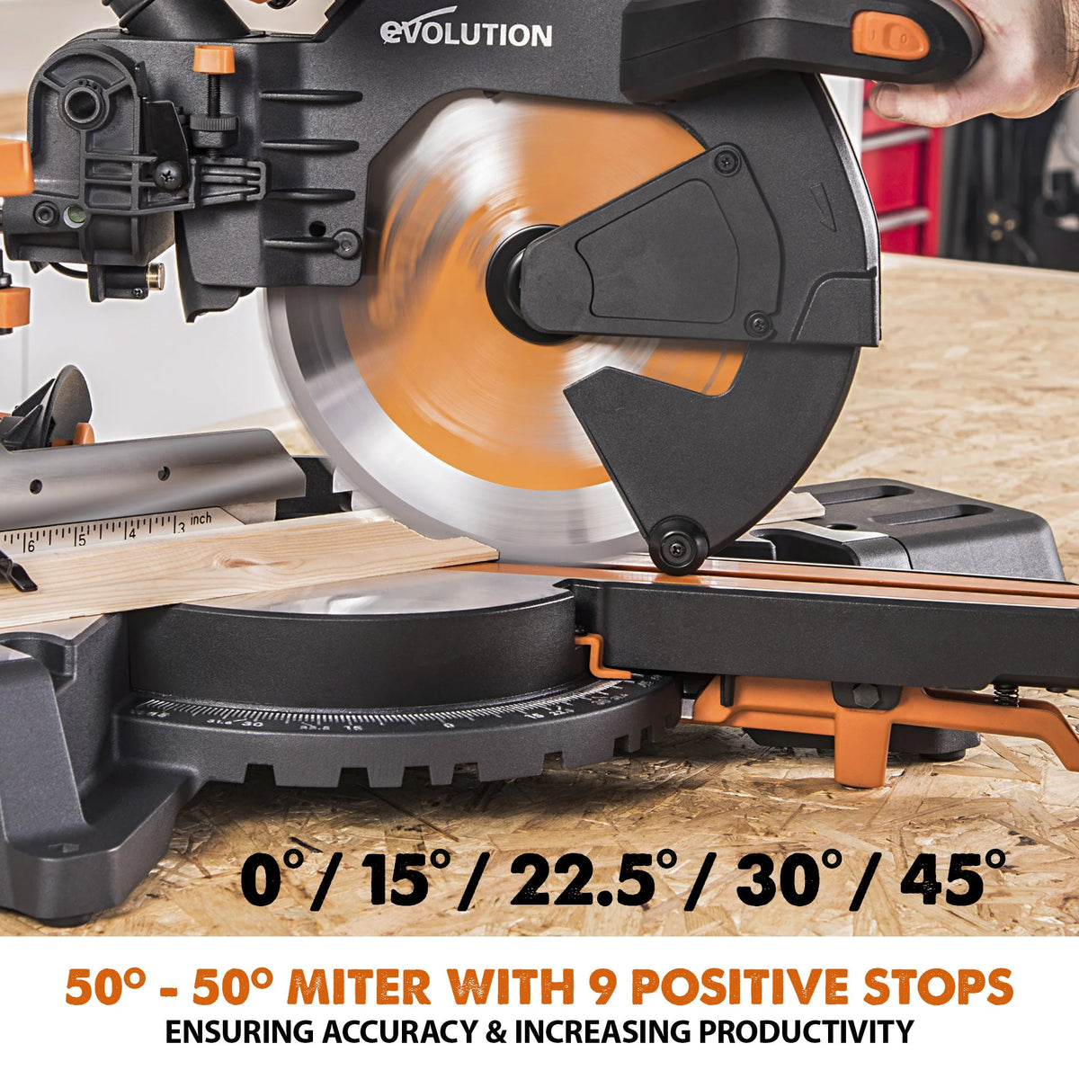 Evolution R255SMS-DB+: Dual Bevel Sliding Miter Saw With 10 in. Multi-Material Cutting Blade