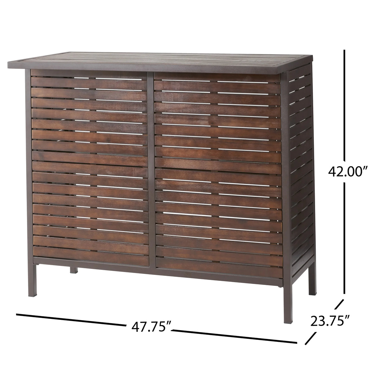 GDF Studio Darnel Outdoor Acacia Wood Bar Table, Dark Brown and Rustic Metal