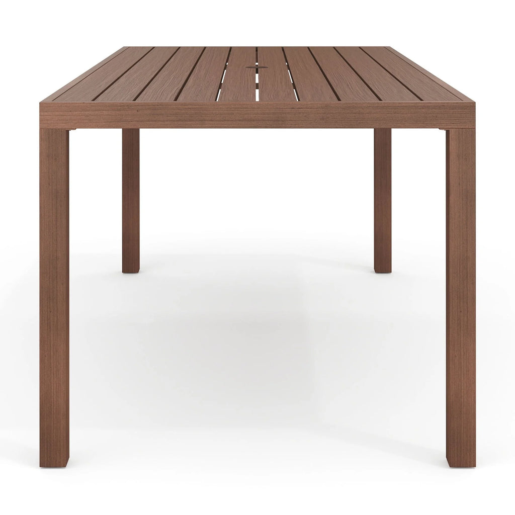 Martha Stewart 71" Indoor-Outdoor Patio Table with Gray Brushed Woodgrain Aluminum Finish