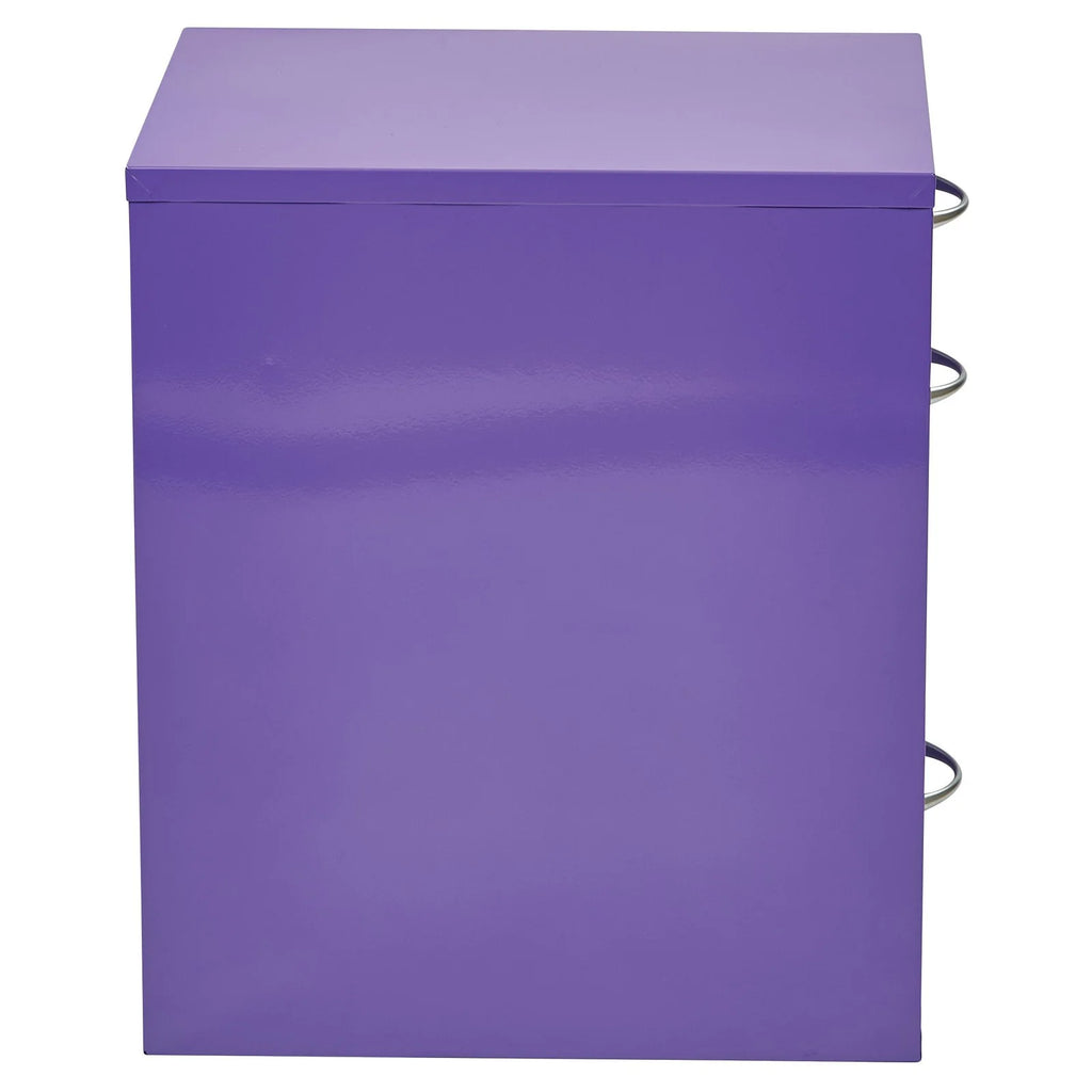 Osp Designs 3 Drawer Vertical Metal Lockable Filing Cabinet, Purple