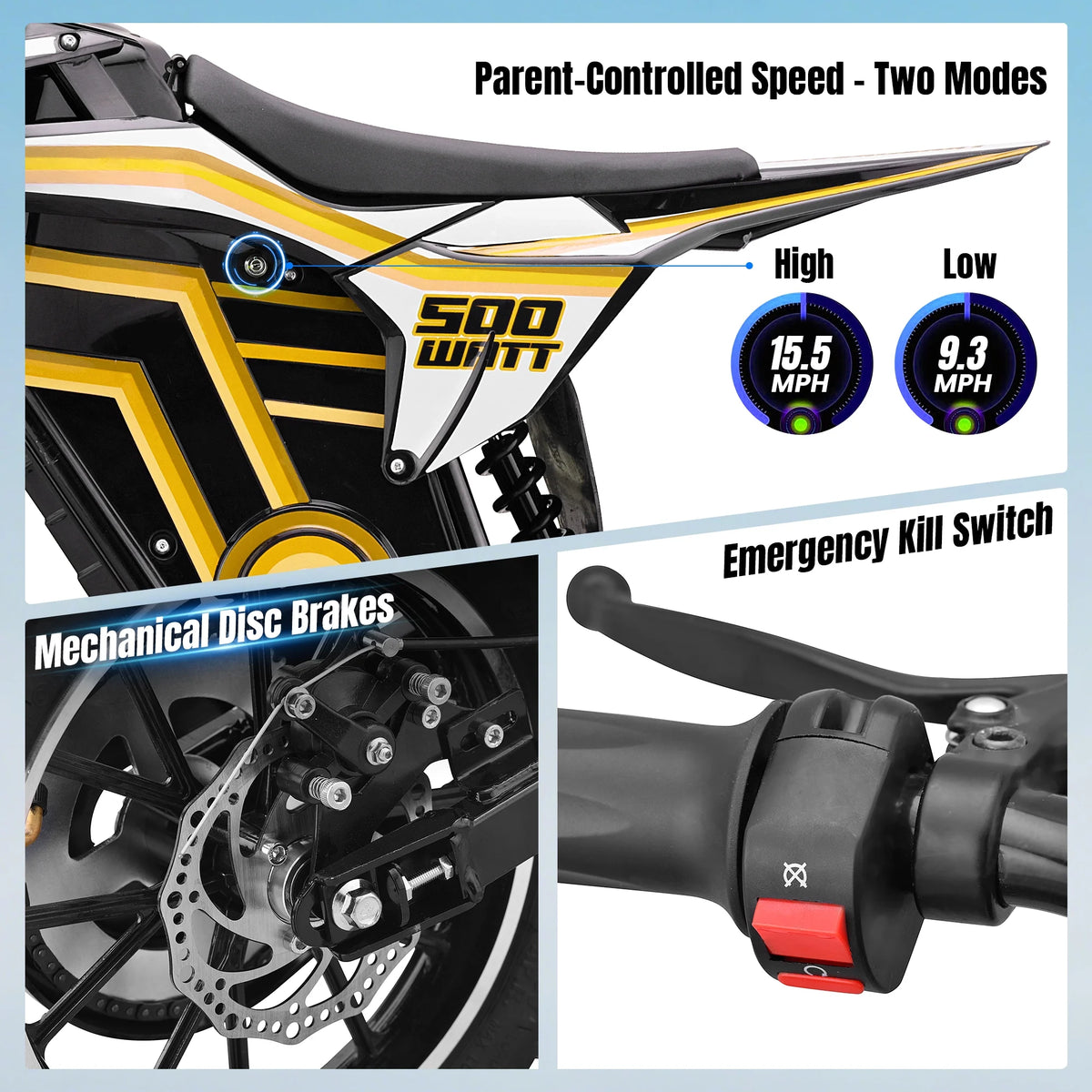 Electric Dirt Bike for Teens Adults, 500W Electric-Motorcycle Mountain Off-Road EBike