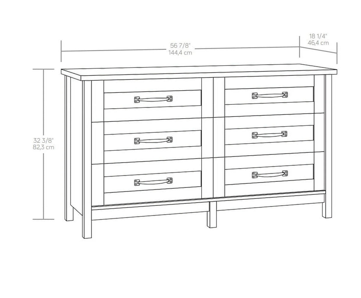 Better Homes & Gardens Modern Farmhouse 6-Drawer Dresser, Rustic White Finish