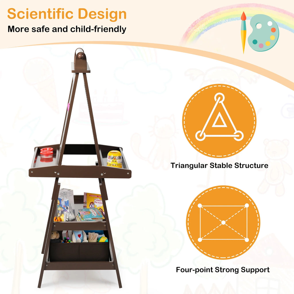 LINLUX 3 in 1 Art Easel for Kid, Whiteboard for Kid with Stand, Magnetic Chalkboard Pizarra, Grey