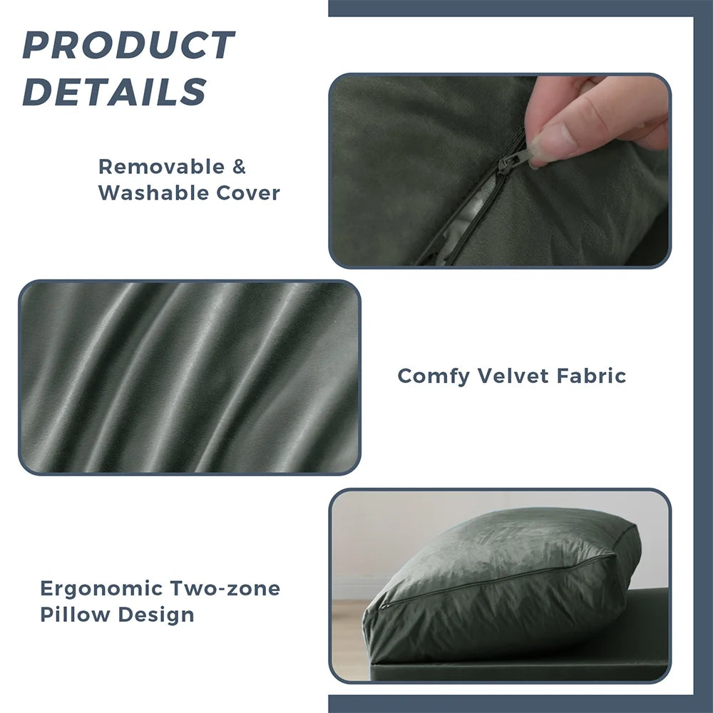 Folding Sofa Bed,Extra Thick and Long Fluffy 4 Position Convertible Flip Lounge Chair,Foam Filling Folding Matress Sofa Bean Bag with Washable Cover,Grey,39x95 Inch
