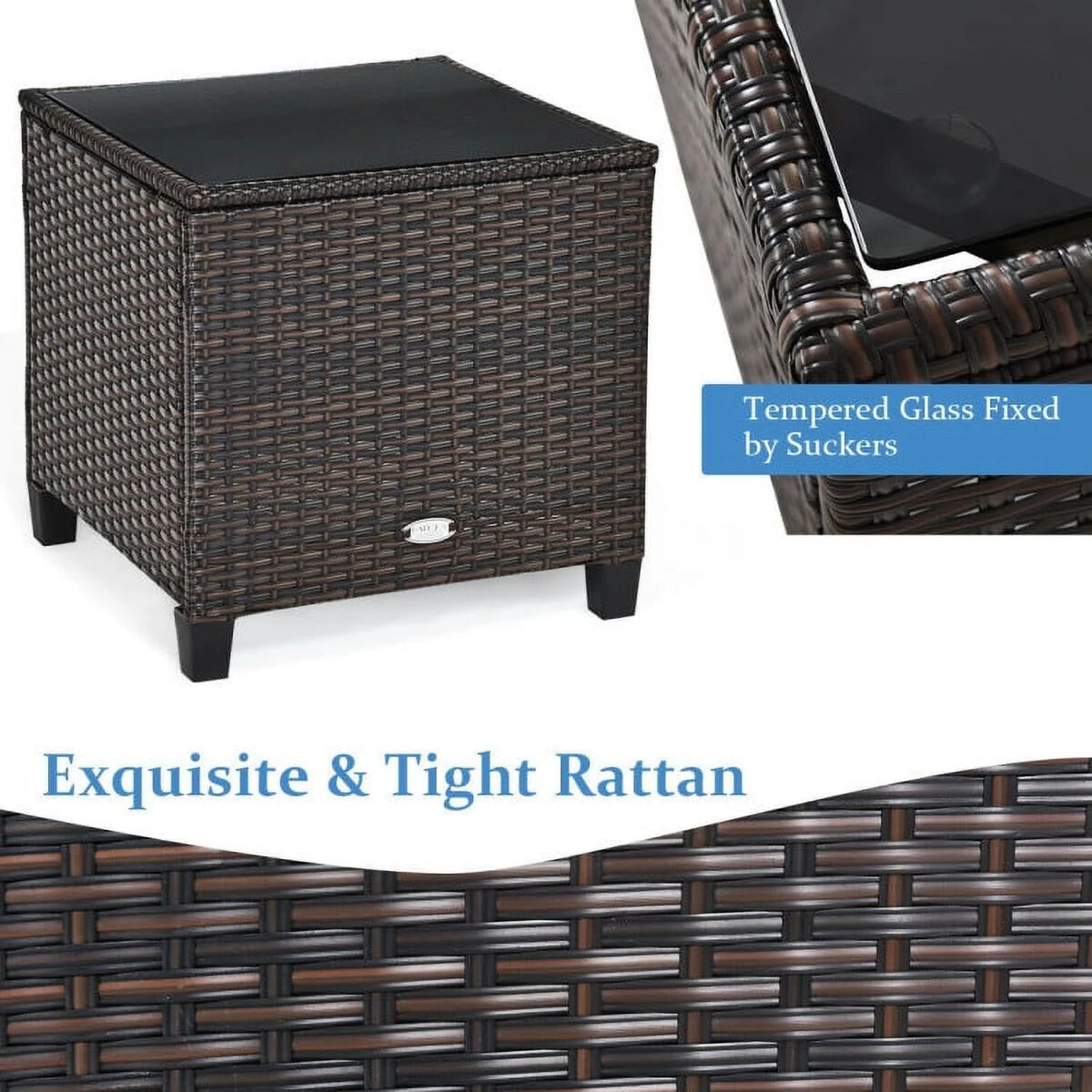 Spaco Patio Furniture 4 Pieces Patio Rattan Furniture Set, Outdoor Wicker Rattan Chairs Garden Backyard Balcony Porch Poolside loveseat with Coffee Table Cushioned Sofa-White