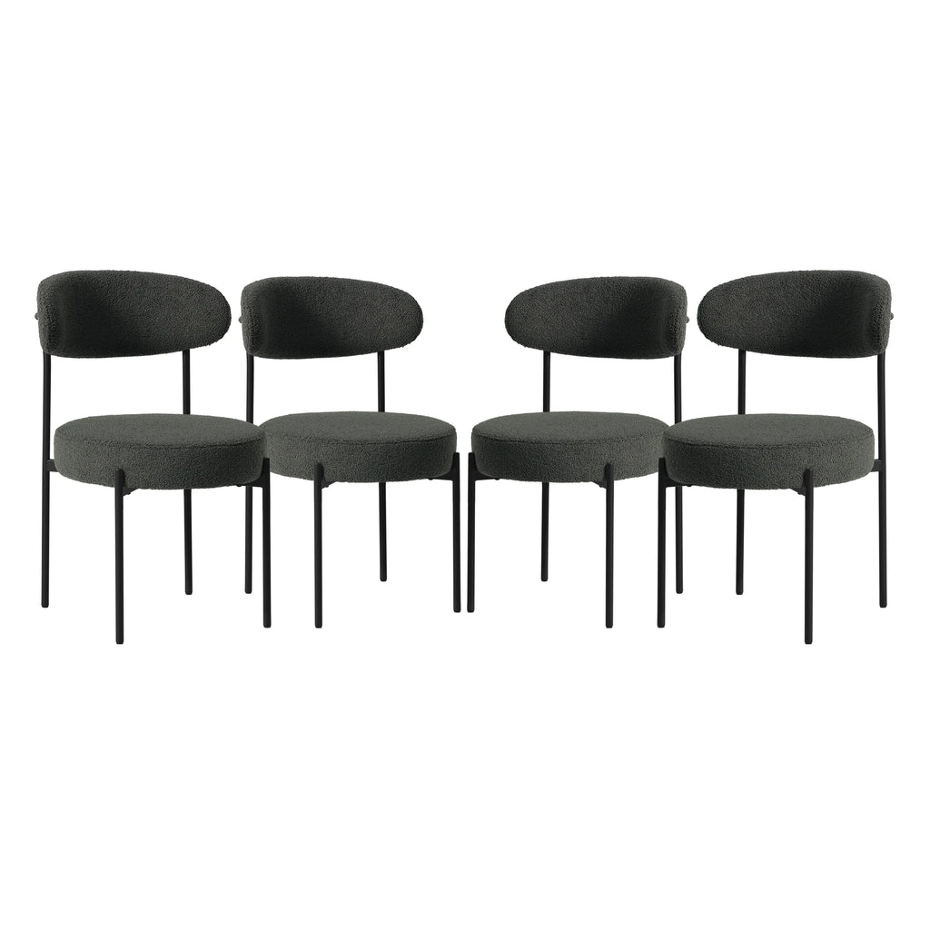 WestinTrends Alexandria Mid-Century Modern Upholstered Sherpa Round Dining Chairs (Set of 4), Sunset Gold