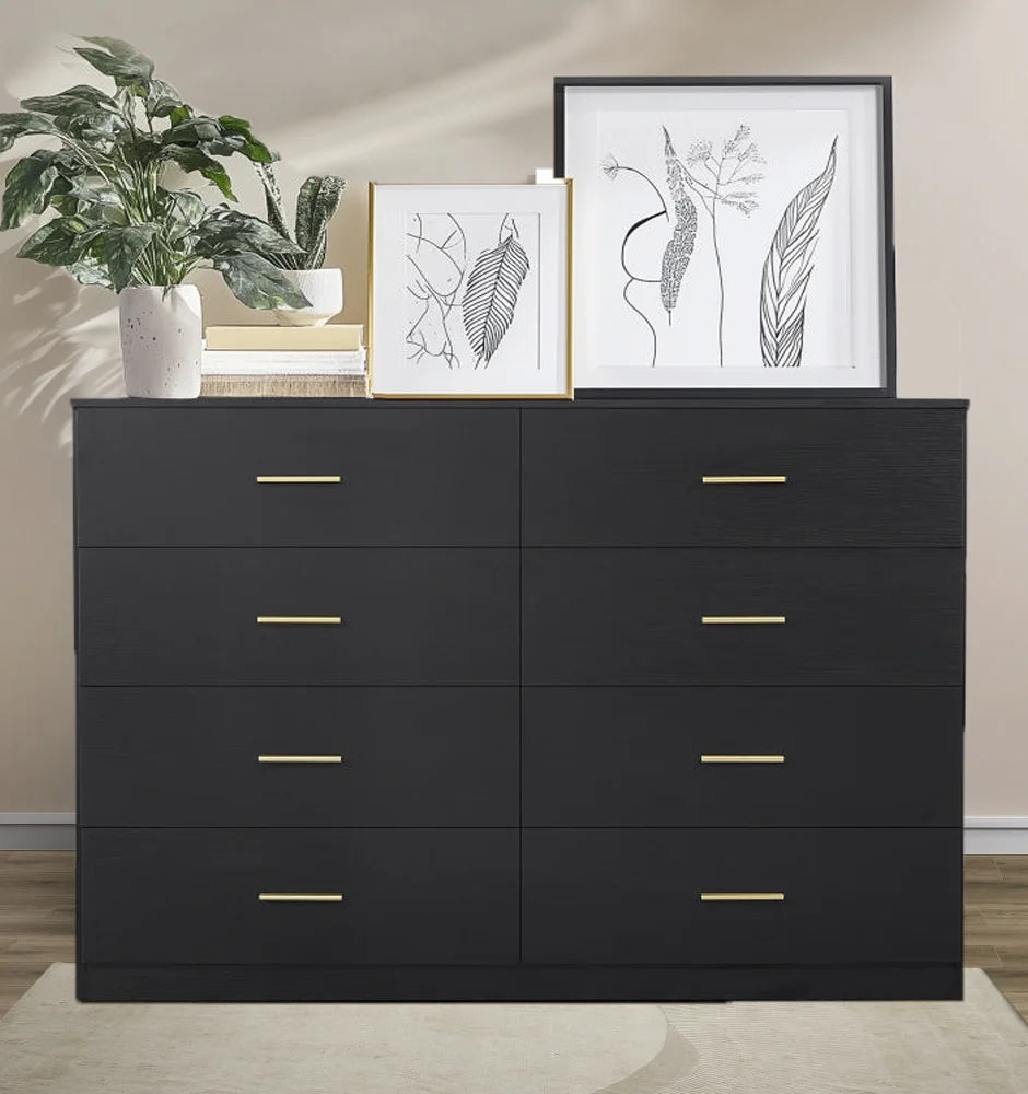 Aukfa Wood 9 Drawer Dresser for Bedroom, Long Chest of 9 Drawers TV Stand,Walnut