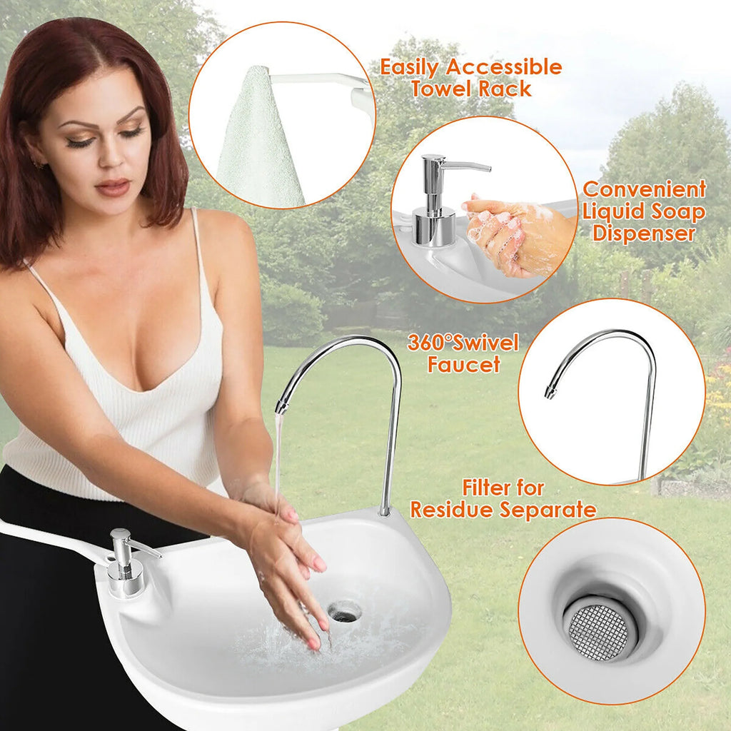 Costway 5 Gallon Portable Wash Sink  Hand Wash Basin Stand