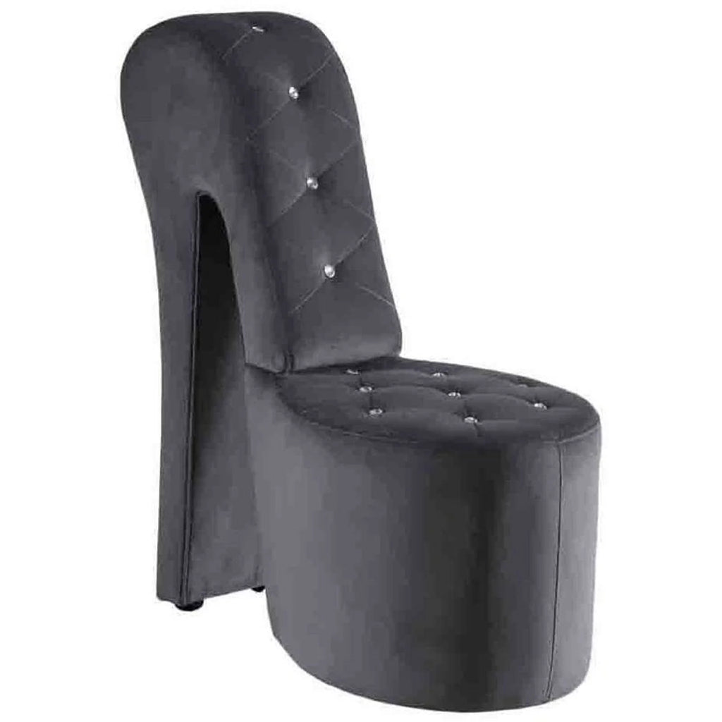 Best Master Furniture Tristram 19" Velvet High Heel Shoe Chair in Navy Blue