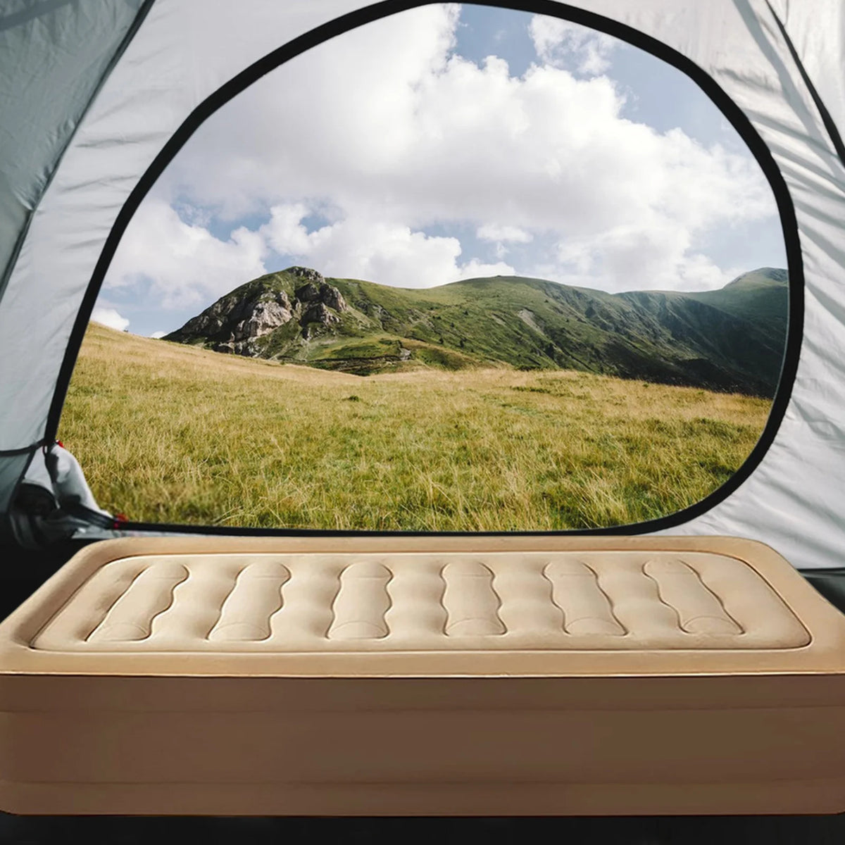 AJONALAA 18in Queen Air Mattress with Headboard, Inflatable Mattress Airbed for Camping