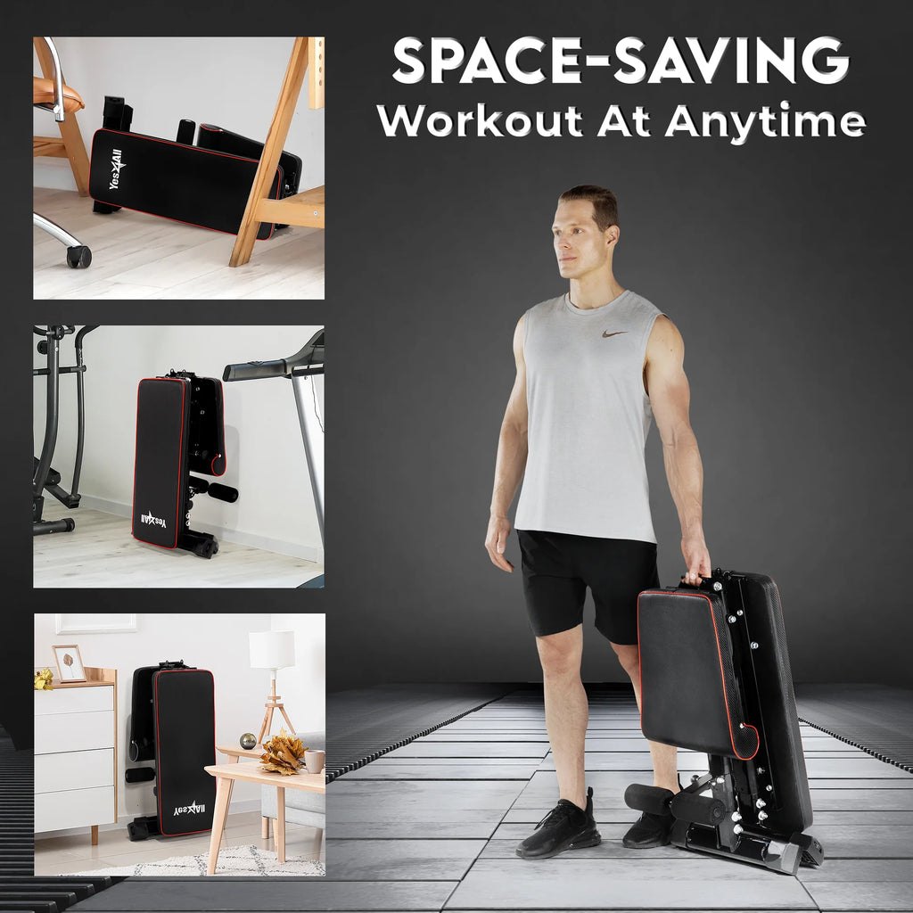 Yes4All Hip Thrust Leg Exercise Machines with Bench, Resistance Bands, Black/Red