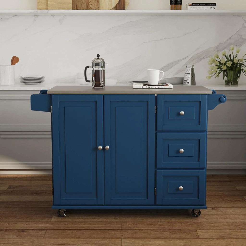 Homestyles Dolly Madison Engineered Wood Kitchen Cart in Sage Green/Nickel