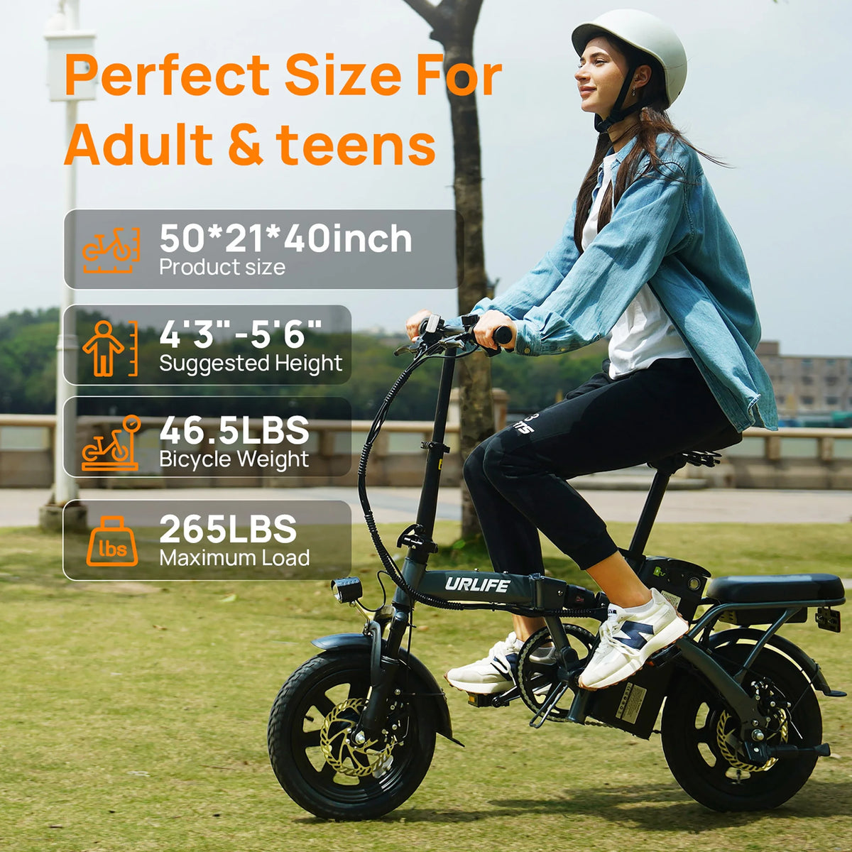 URLIFE 14"Folding Electric Bike for Adults,500W Peak Motor,48V 7.5AH Removable Battery,Mini Ebike for Adults City Commuter,UL2849,Black