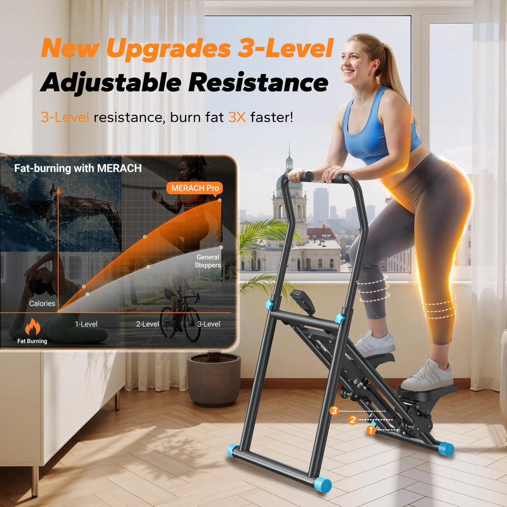 MERACH Stair Stepper for Home Compact Foldable Vertical Climber - Full-Body Workout Stepper, Home Gym Cardio Exercise Equipment