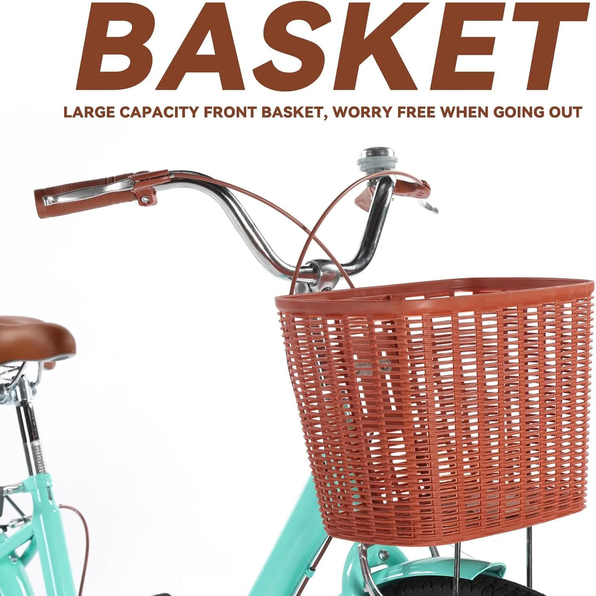 Studyset 24-26 Inch Cruiser Bike for Women with Adjustable Seat,24 & 26 Inch Women's Beach Cruiser Bike Beach Womens Bike with Basket 1 Speed, Step Through Bikes, Commuter Bicycle Women Adult