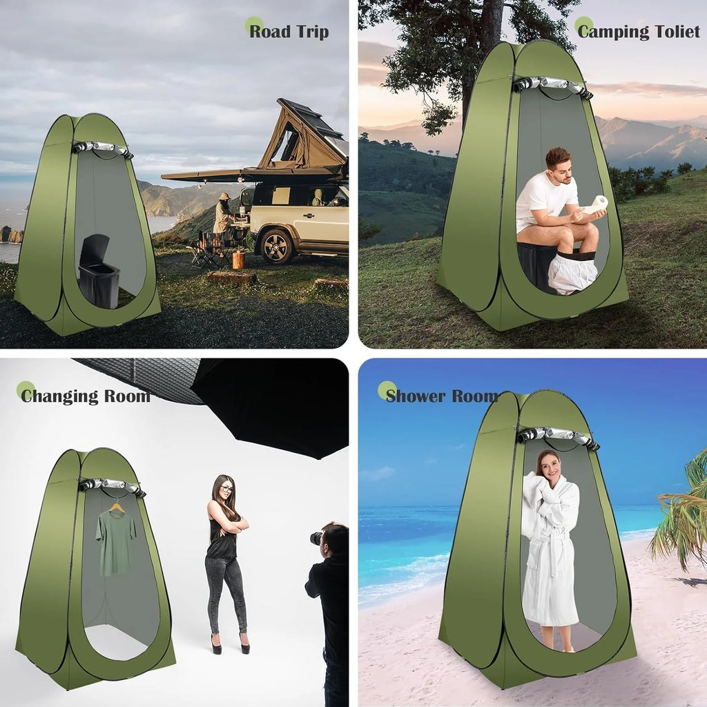 Portable Camping Toilet Kit for Adults, X Large Pop-Up Privacy Tent with Folding Toilet and Outdoor Shower Facilities