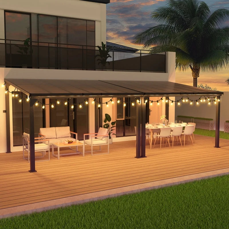 10 ft.10 ft. Hardtop Outdoor Gazebo Pergola Aluminum Framed with Sloping Pitched Roof for Garden, Patio