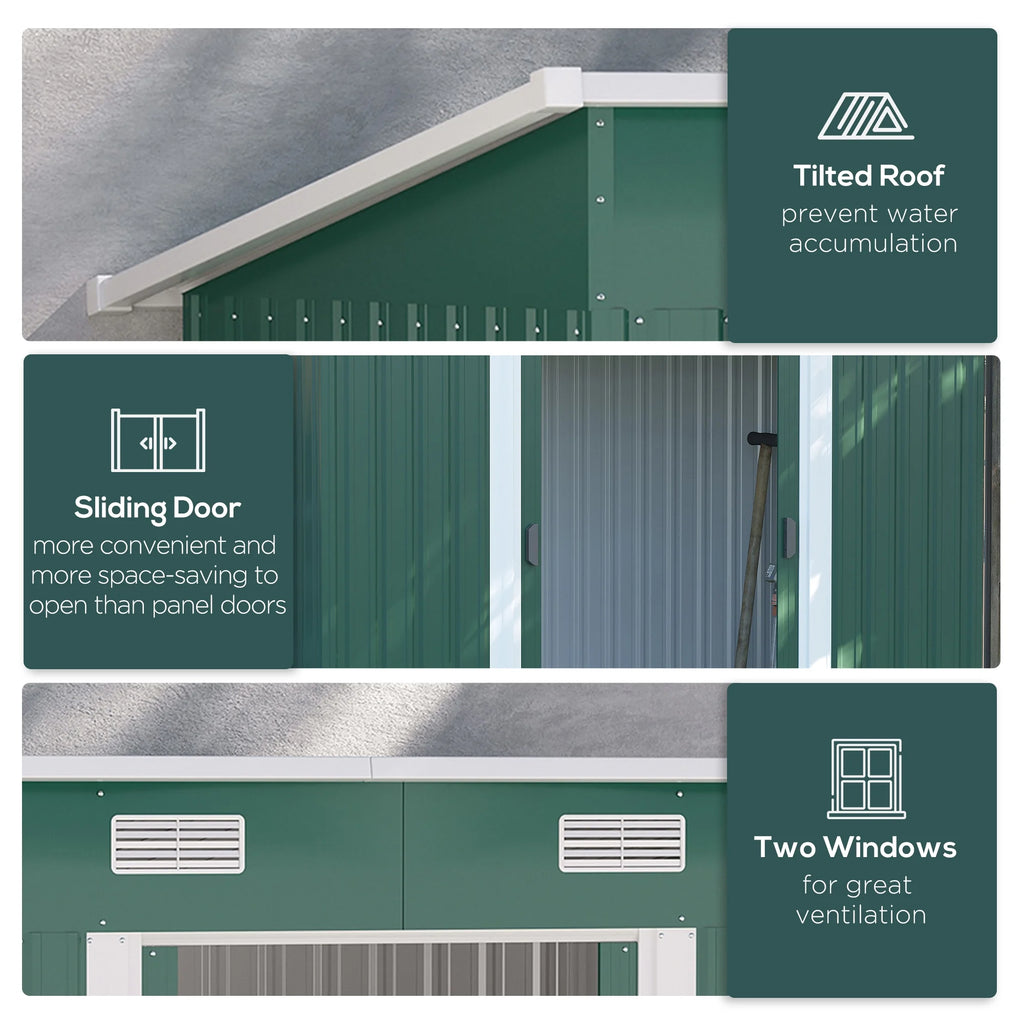 Outsunny Metal Outdoor Storage Shed with Lockable Doors, 3.3' x 3.4', Brown