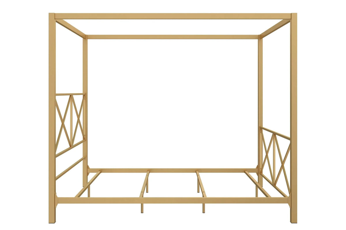 DHP Rosedale Metal Canopy Poster Bed Frame, Queen, Gold