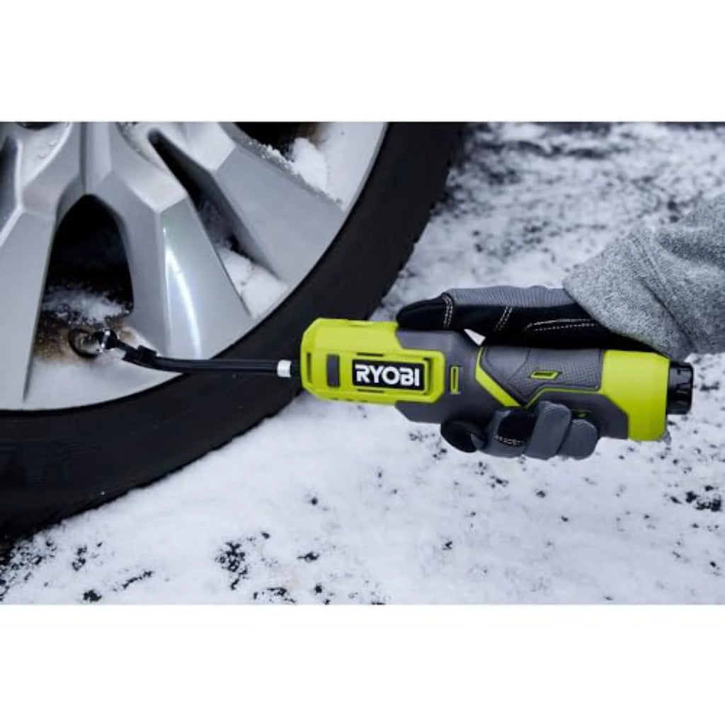 RYOBI USB Lithium Cordless High Pressure Portable Inflator Kit with 2.0 Ah USB Lithium Battery and Charging Cable