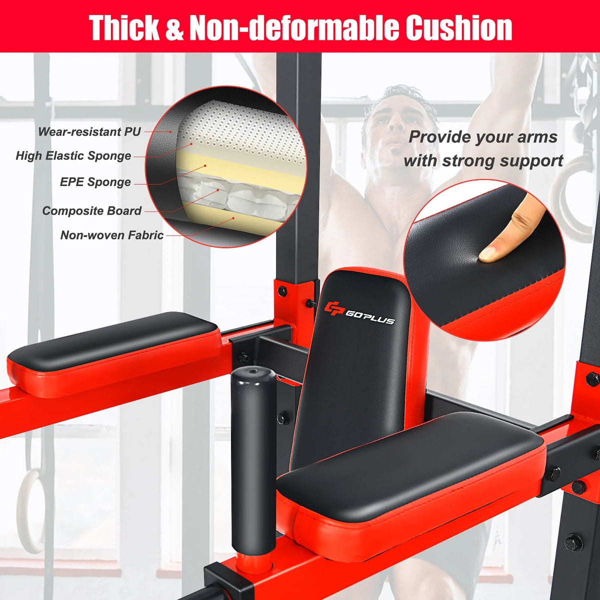 Goplus Multi-function Power Tower Pull Up Bar Dip Stand Home Gym Full-body Workout