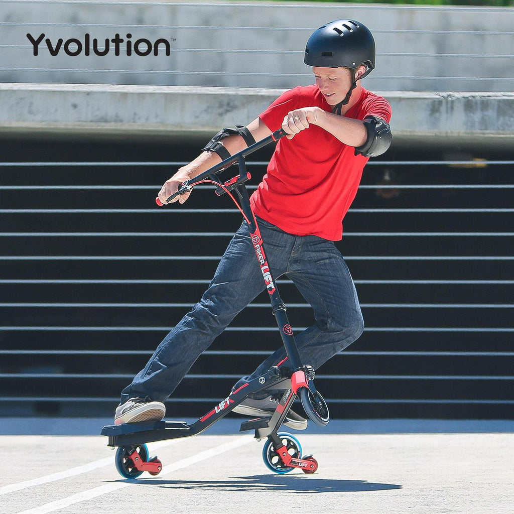 Yvolution Y Fliker Lift | The Original Swing Wiggle Carving Scooter for Kids Age 7+ (Red)