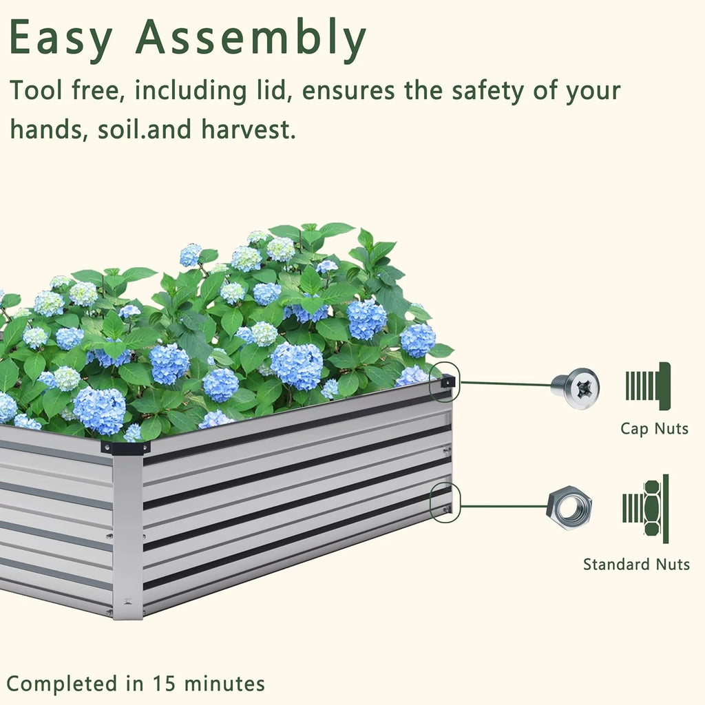 2PCS 12x2x1FT Galvanized Raised Garden Bed Kit,Vegetable Boxes-Rectangle Metal Flower Box,Large Planter Raised Beds Outdoor Garden for Planting,Fruit,Herb-Black
