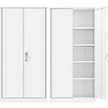 Superday Metal Storage Cabinets, 71" Storage Cabinet with Locking Door, Tall Garage Cabinet with 2 Doors and 4 Adjustable Shelves for Home Office, Classroom, Easy Assemble(White Grey)